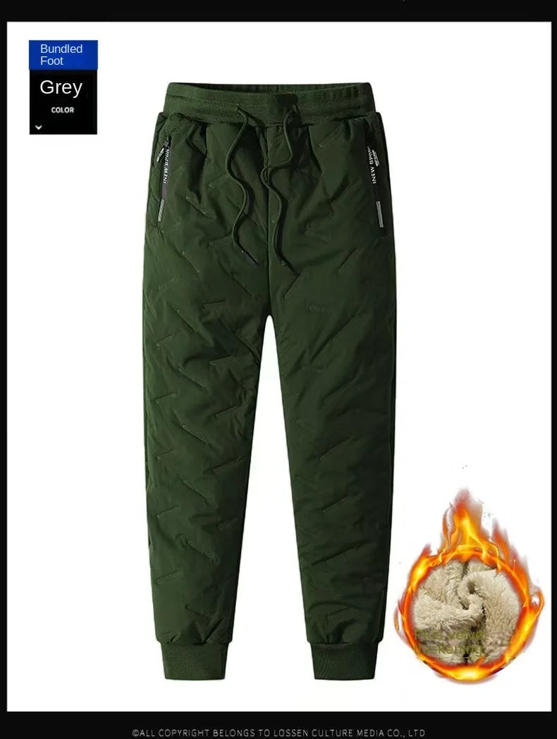Men's Cashmere-Lined Thick Cotton Pants — Warm Winter Casual Trousers
