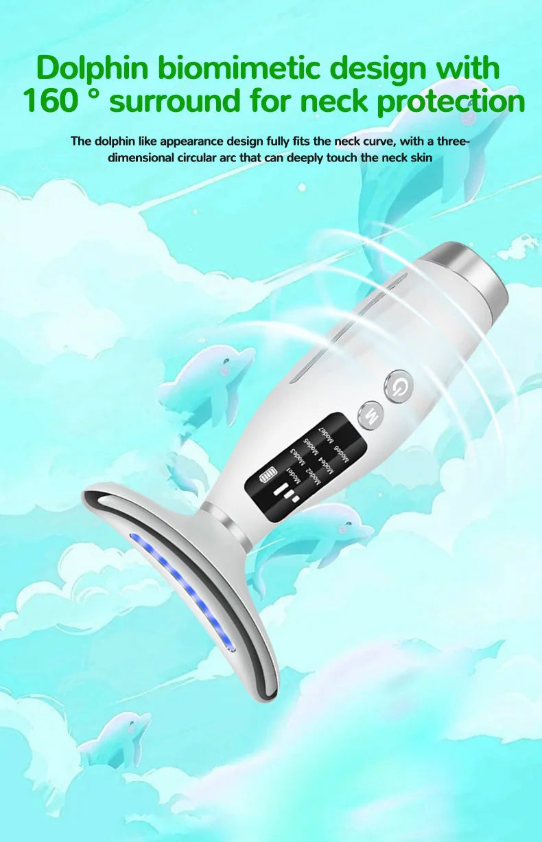 7-Color LED EMS Facial & Neck Massager – Microcurrent Vibration Beauty Device for Face & Shoulders