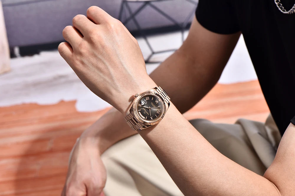 PAGANI DESIGN DD36 Men's Automatic Watch | Rose Gold Luxury Mechanical Sapphire Mirror Wristwatch