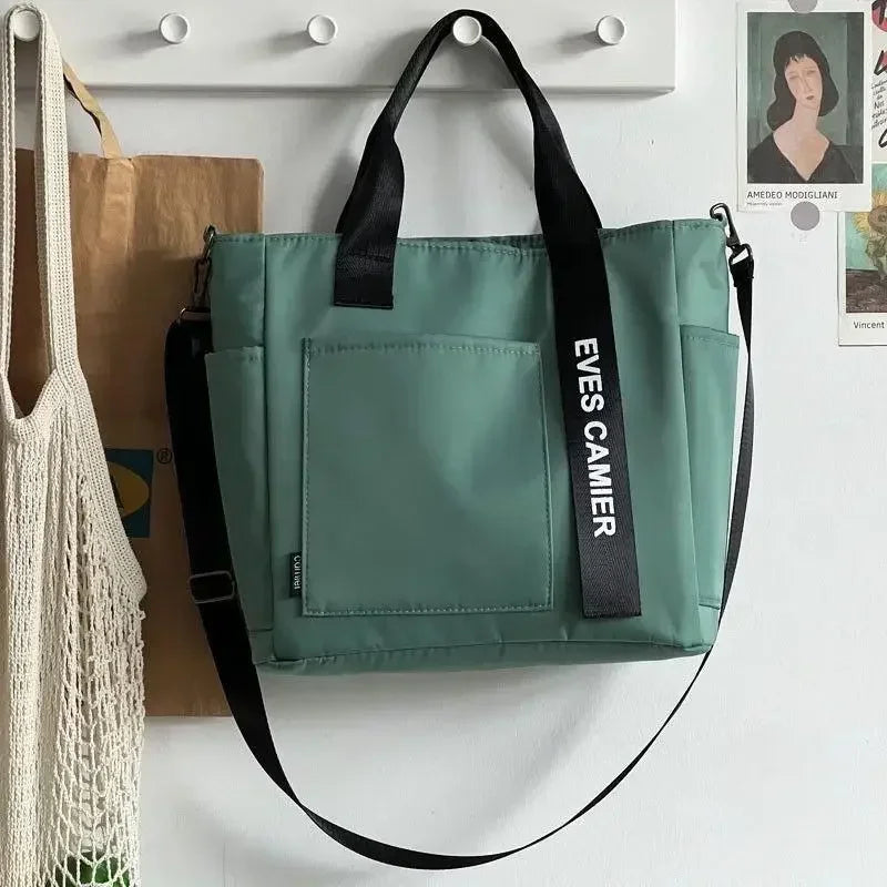 Large Capacity Nylon Canvas Tote Bag – Waterproof Shoulder Bag & Messenger for School & Daily Use