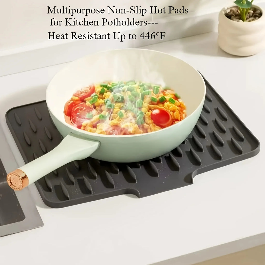 Silicone Drain Mat with Built-In Drainage – Large Rectangular Kitchen Countertop & Sink Mat