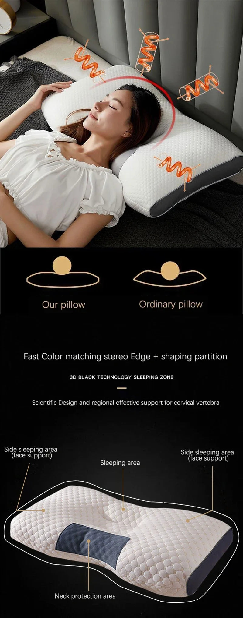 Spa Massage Pillow — Washable Non-Collapse Cervical Support Pillow for Home, Spa & Gift