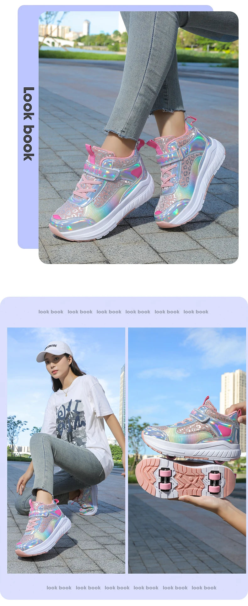 High-Top Children's Roller Skates for Girls – 4-Wheel Outdoor Wear-Resistant Sports Shoes