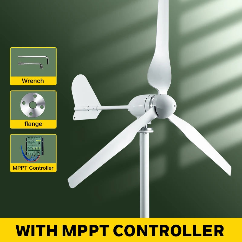 Horizontal Axis Wind Turbine Generator — 2KW / 5KW, 12V-96V, CE Certified Off-Grid for Home Use