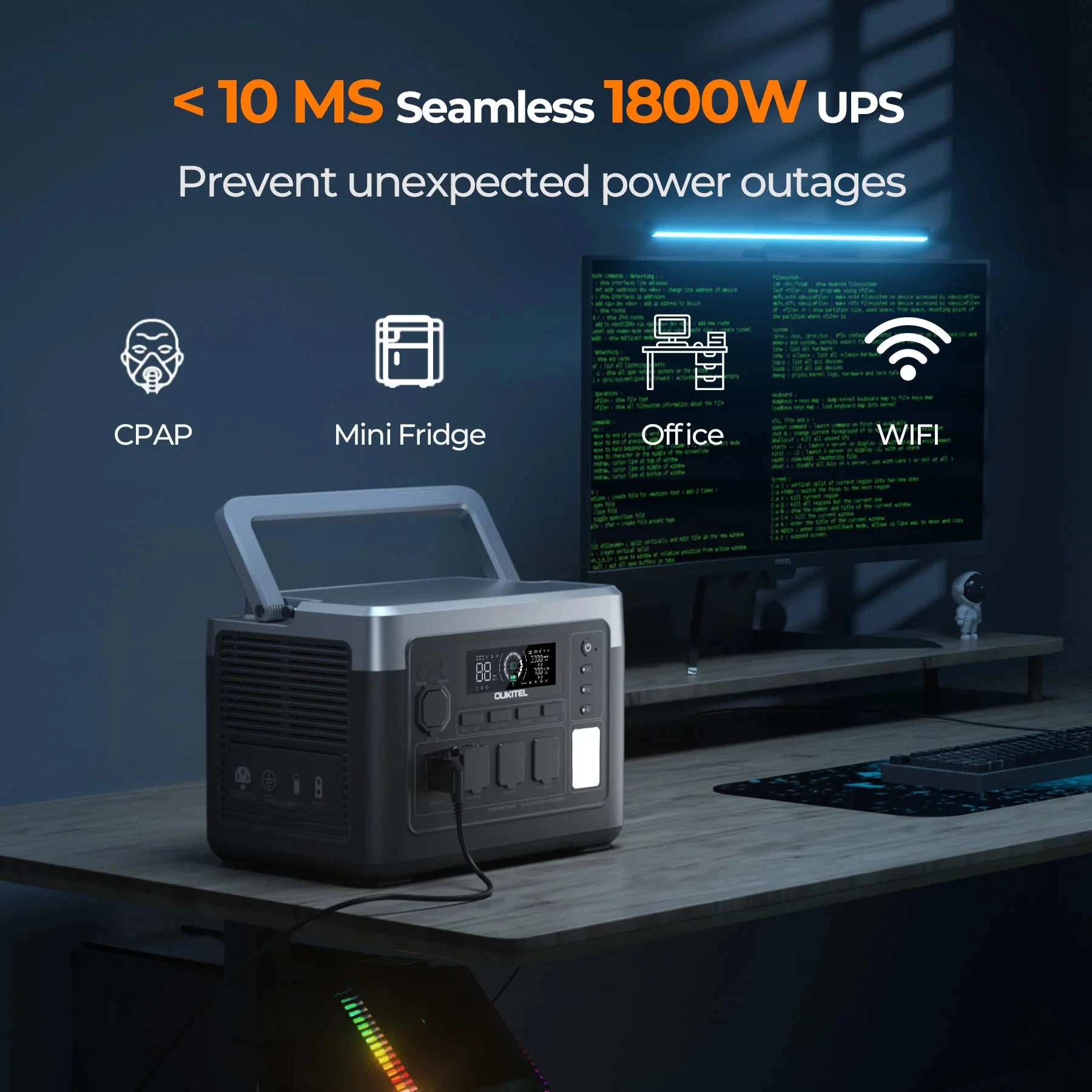 OUKITEL P1000 PLUS Portable Power Station — 1800W 1024Wh LiFePO4 Solar Generator with App Control