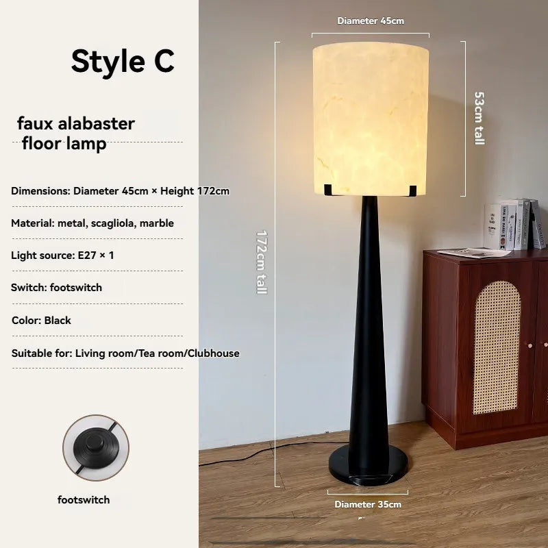 Faux Alabaster Floor Lamp – Warm Marble-Look Shade