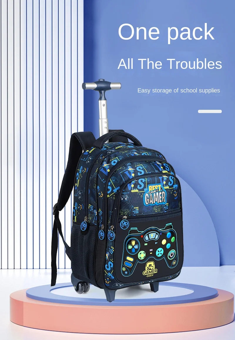 Rolling School Backpack – Boys Wheeled Book Bag