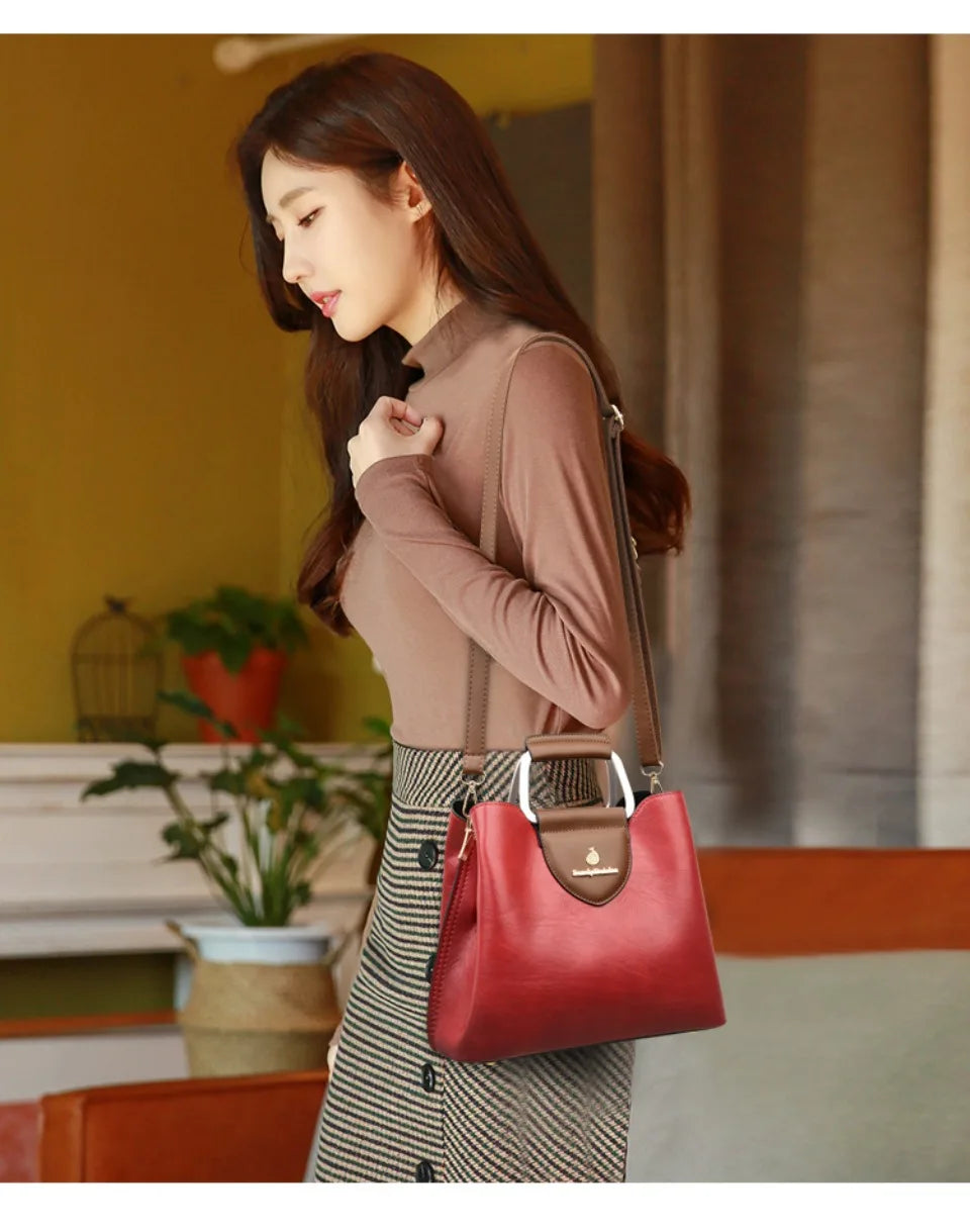 Genuine Leather Luxury Tote Shoulder Bag – High Quality Designer Crossbody Handbag for Women