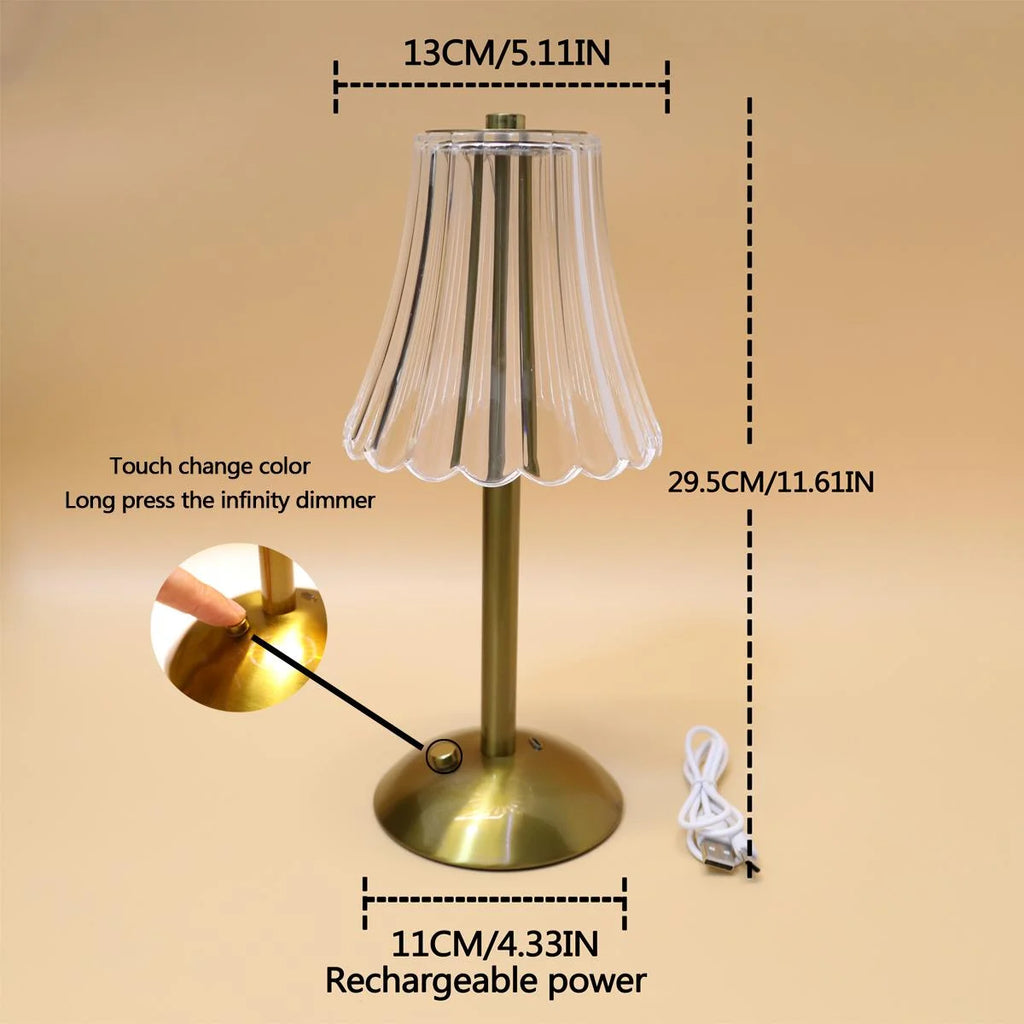 Crystal-Style Table Lamp – Rechargeable Touch Light