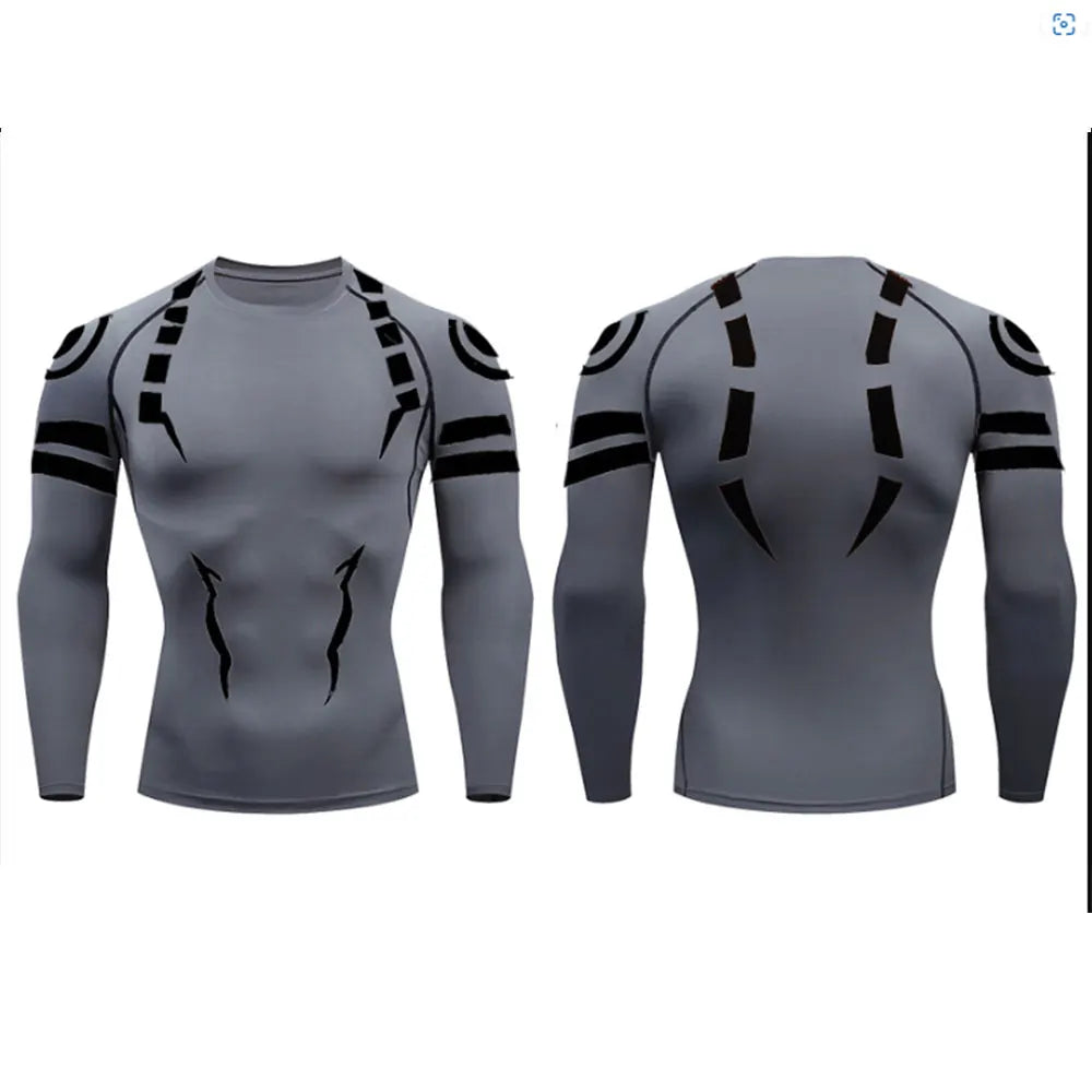 Anime Jujutsu Kaisen 3D Compression Shirt & Gym Shorts – Quick Dry Running Workout Sportswear