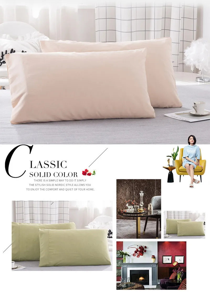 Luxurious Solid Color Pillowcase 2-Pack – Soft Hypoallergenic Pillow Cover, Black, Grey & Pink