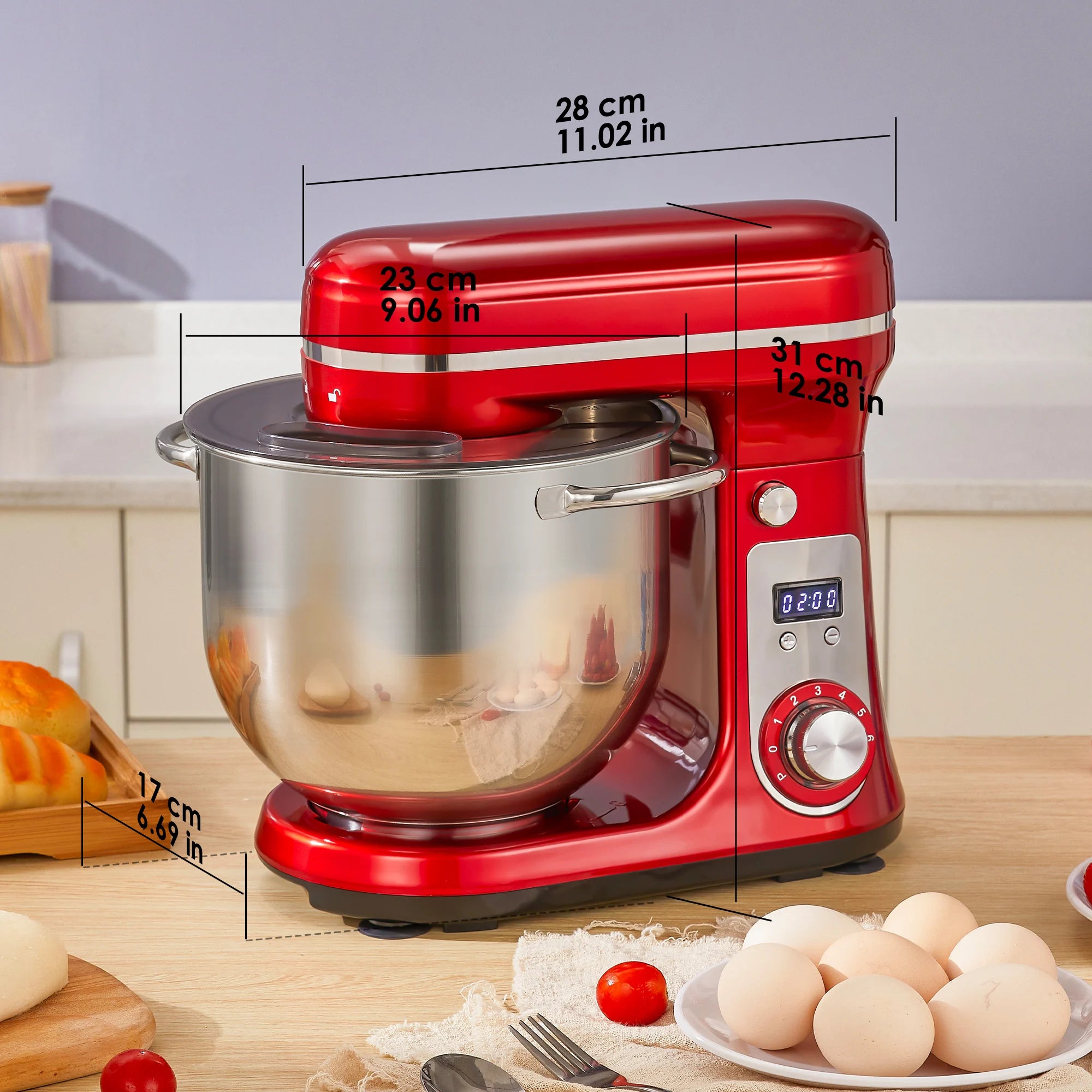 6L 1200W Stand Mixer — Quiet DC Motor, 6-Speed, Dough Kneader & Egg Whisk