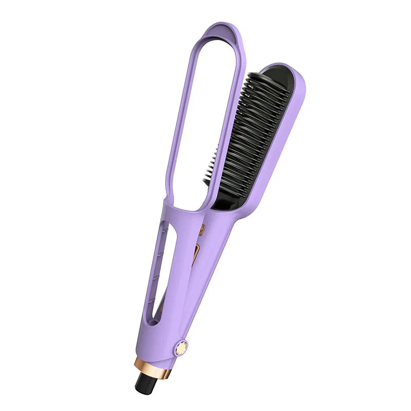 Anti-Scald 2-in-1 Electric Hair Straightening Comb – Fast Heating Negative Ion Straightener Brush