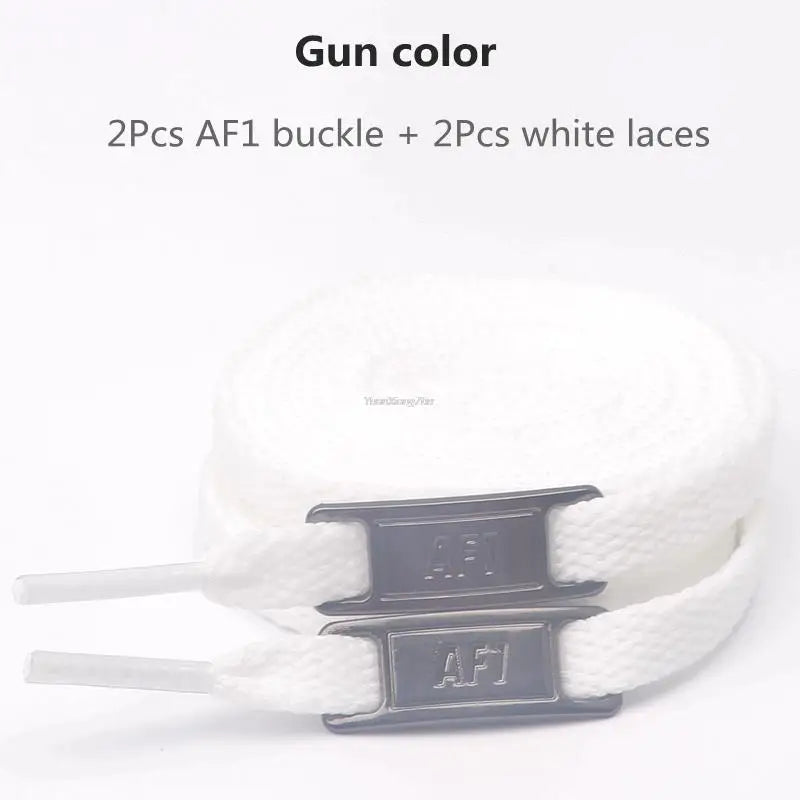 AF1 Shoelaces Combination Set — White Flat Laces & Shoe Decoration for Air Force One Sneakers