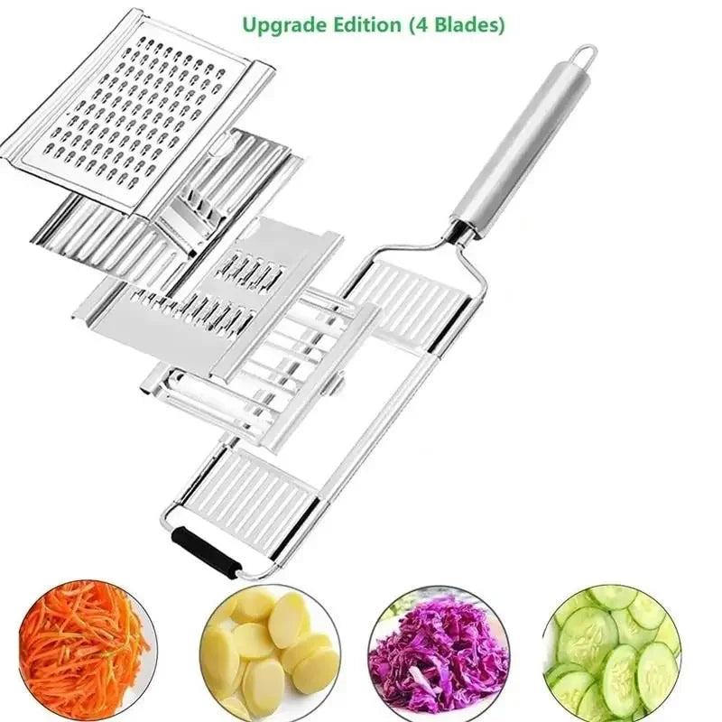 Manual Vegetable Slicer & Grater with Interchangeable Blades