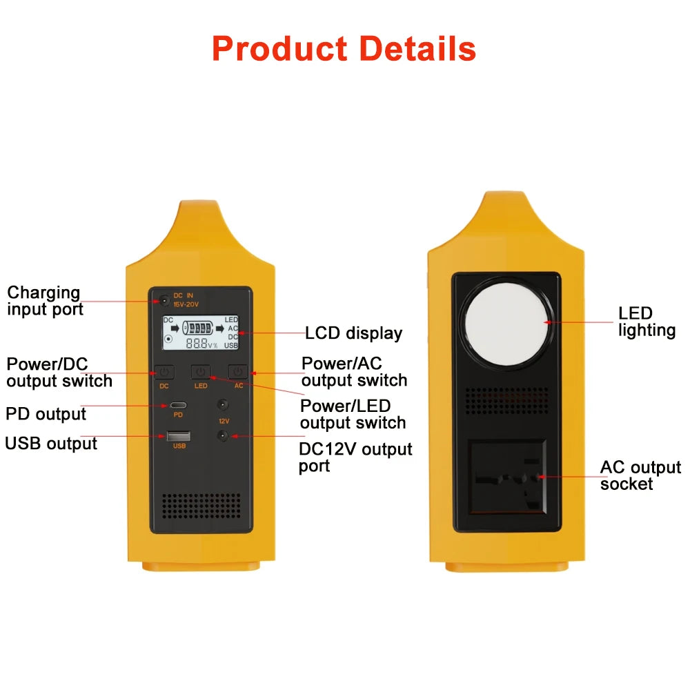 jsdsolar 100W Portable Solar Power Station — AC 110V/220V LiFePO4 Power Bank UPS for Camping & Outdoor