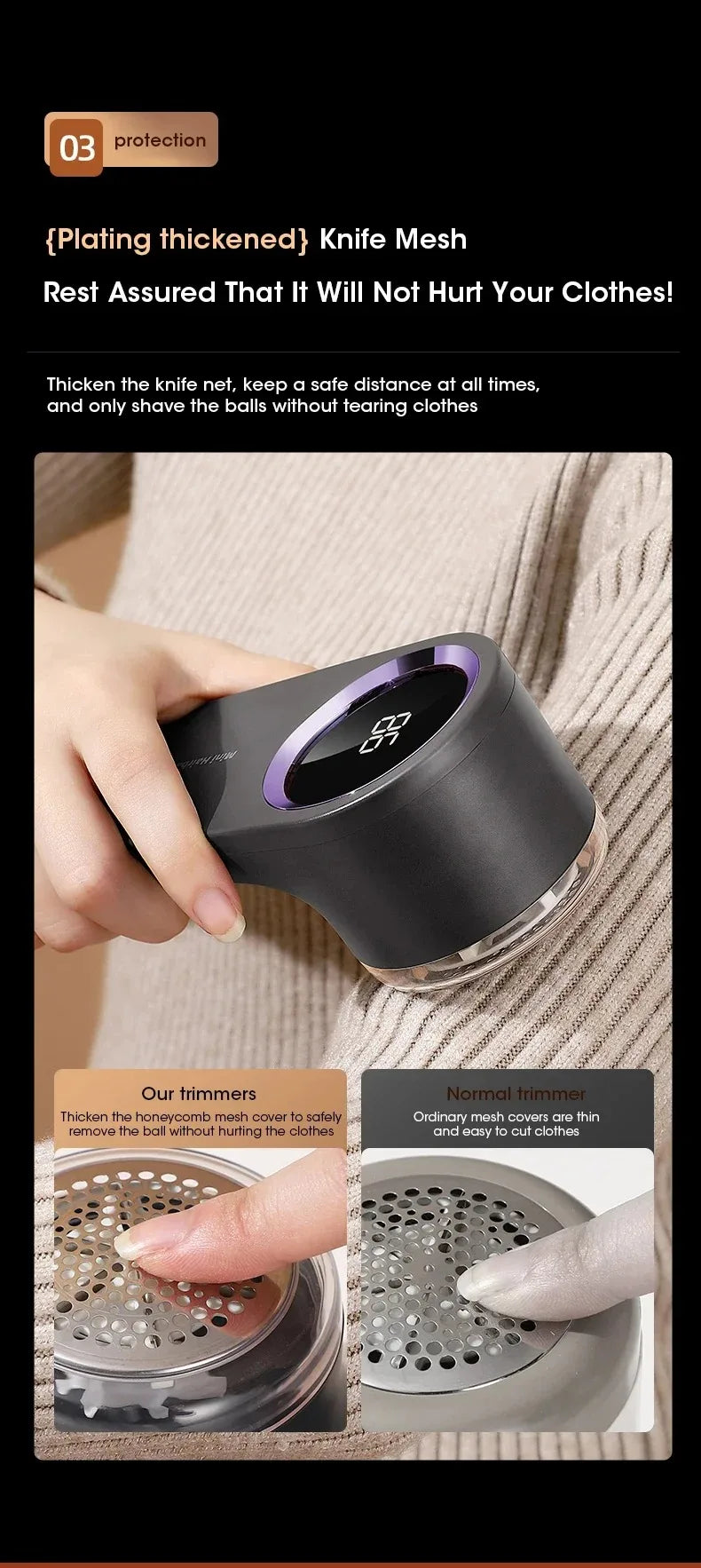 Electric Lint Remover & Fabric Shaver — LED Display, Rechargeable Fuzz & Pill Remover