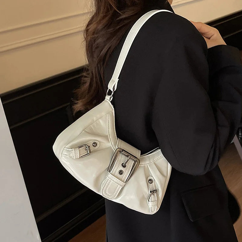 Y2K Retro Pleated Hobo Shoulder Bag – Maillard Style Underarm Clutch for Women