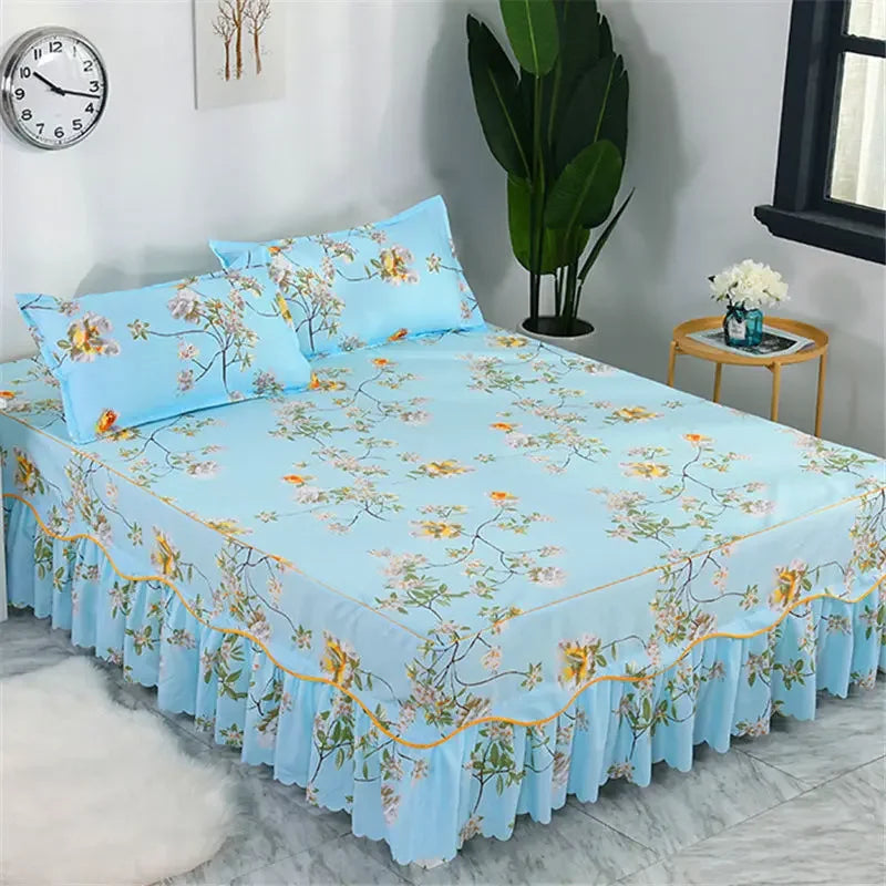 Cotton Quilted Bed Skirt – Double-Thickened Non-Slip Breathable Mattress Cover