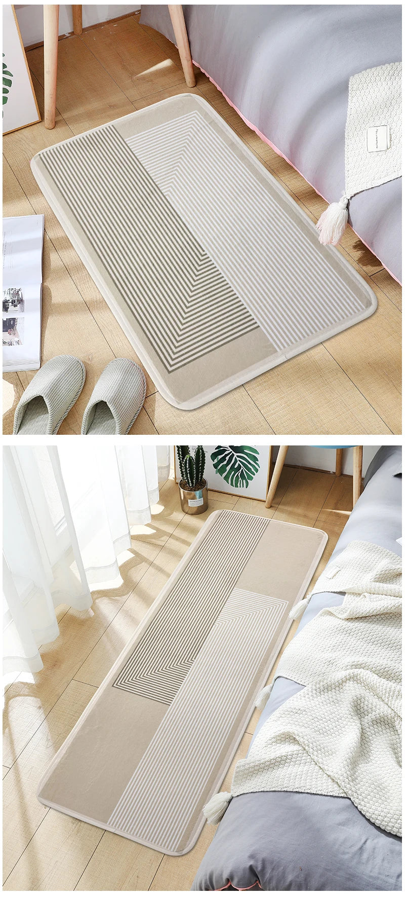 Cartoon Plush Bedside Floor Mat – Non-Slip Long Strip Rug for Bedroom, Sofa & Coffee Table