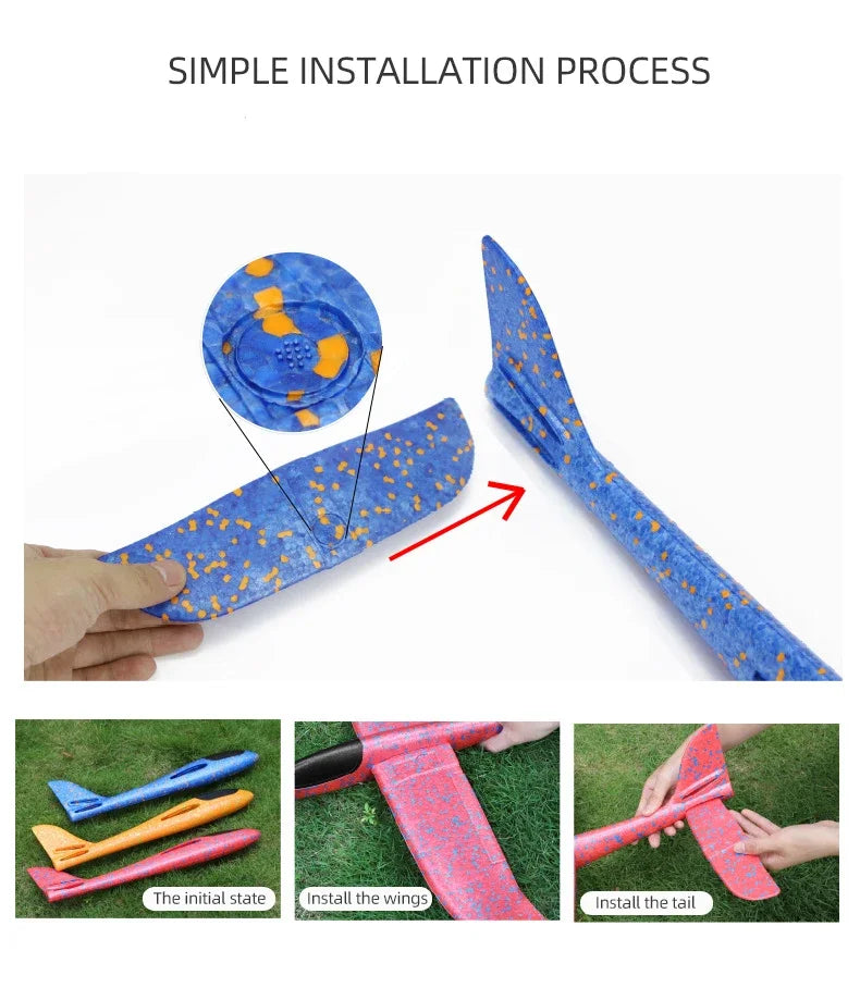 50cm Hand Throw EPP Foam Glider Plane – 2.4G Remote Control Outdoor Airplane for Kids