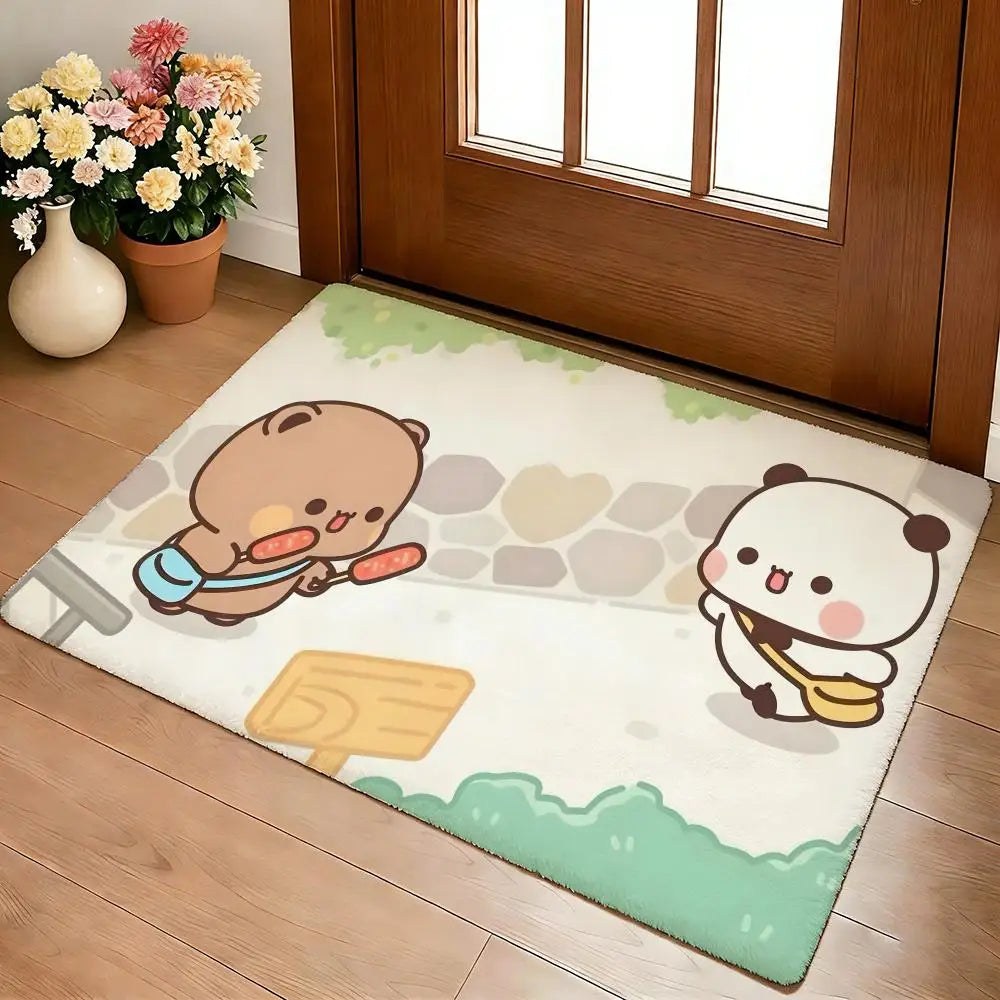 Bubu & Dudu Cute Flannel Floor Mat – Soft Non-Slip Rug for Living Room, Bedroom & Kitchen