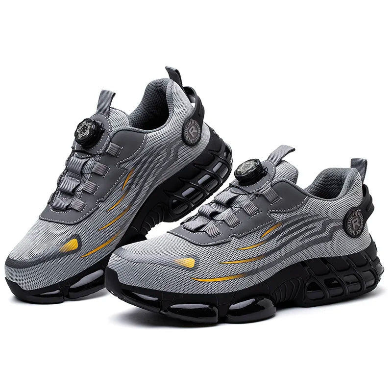 Men's Air Mesh Button-Closure Work Shoes