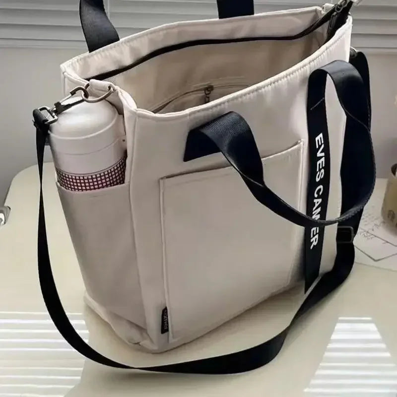 Large Capacity Nylon Canvas Tote Bag – Waterproof Shoulder Bag & Messenger for School & Daily Use