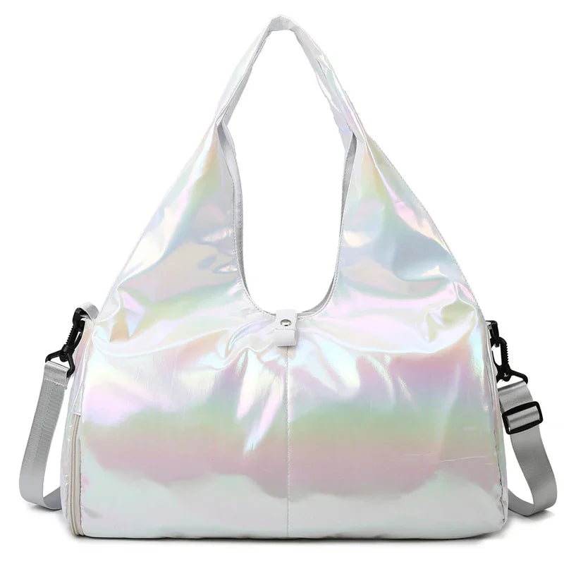 Large Capacity Gym Travel Shoulder Tote Bag – Multi-Function Ruched Cotton Handbag for Women