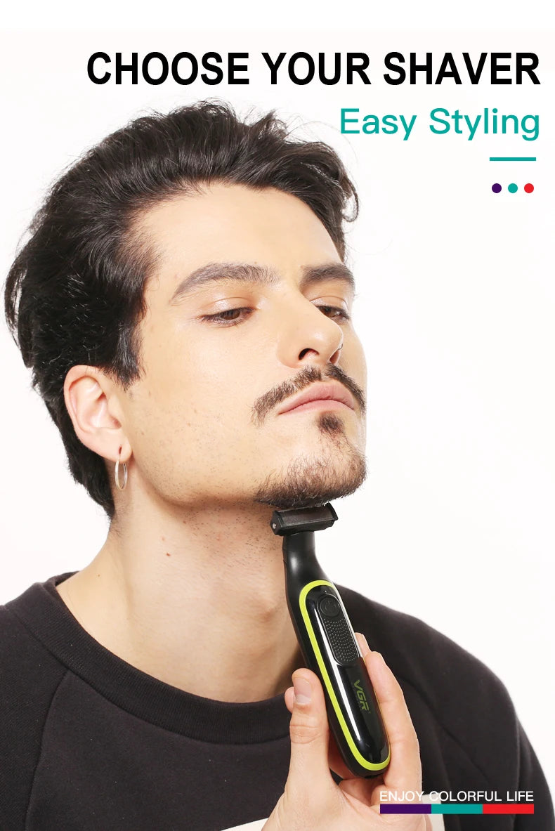 VGR One Blade Waterproof Hair & Beard Trimmer | IPX5 Wet/Dry, Rechargeable, 3 Guide Combs, Men & Women V-017