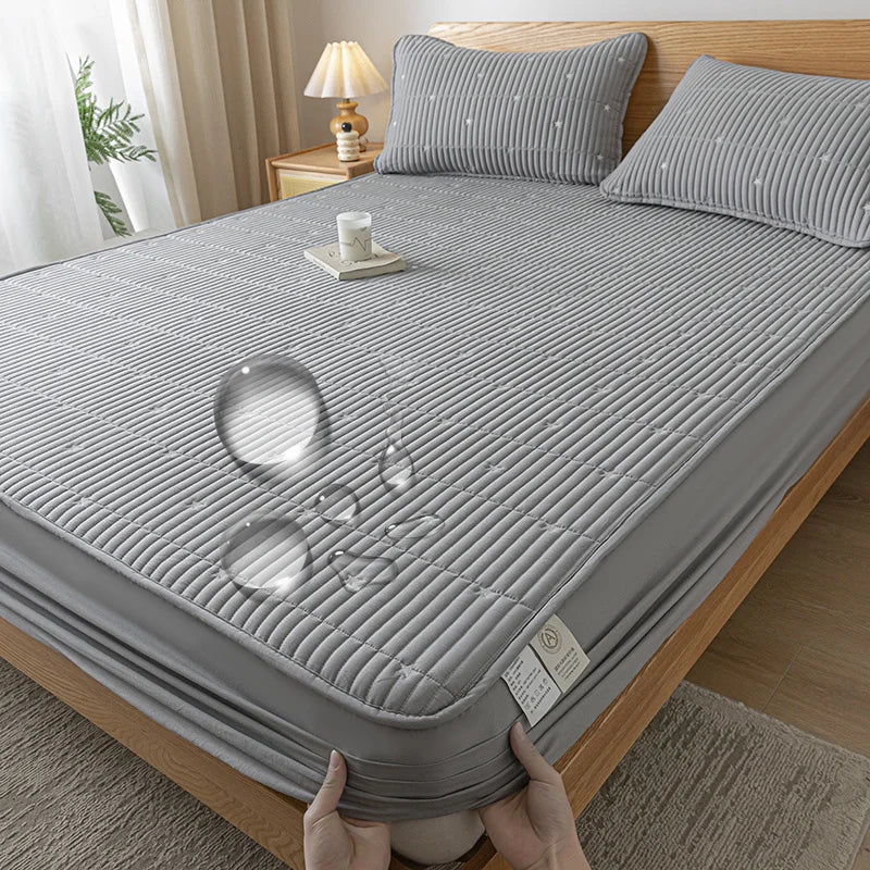 Waterproof Thickened Mattress Pad Protector – Embroidered Breathable Fitted Bed Cover, 140–180x200cm