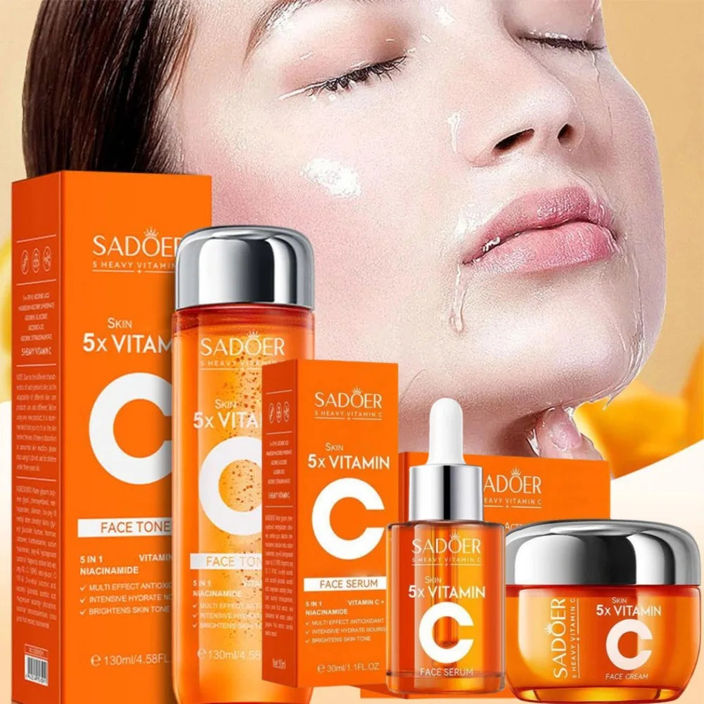Vitamin C Firming & Lifting Skincare Set – Brightening Serum, Toner & Face Cream