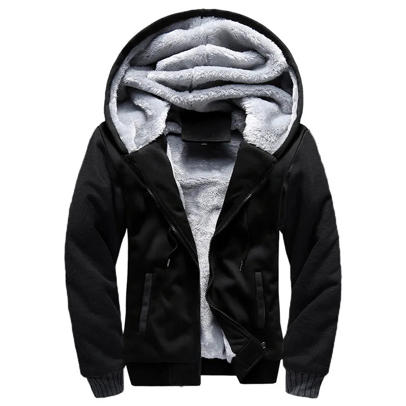 Men's Camouflage Fleece Hooded Zip Jacket – Thick Streetwear Coat for Autumn & Winter