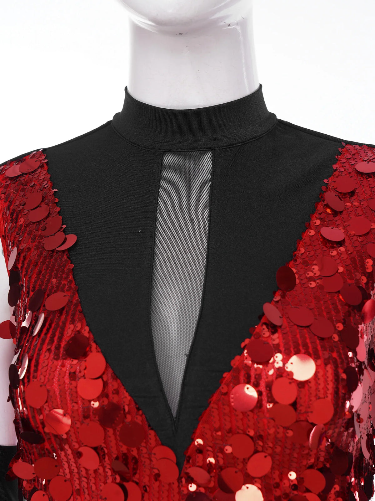 Women's Dance Performance Costume – Shiny Crop Top & Sheer Pants for Skating, Gymnastics & Ballet