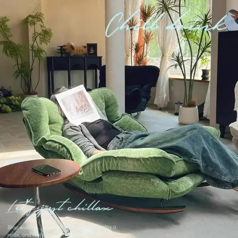 Adjustable Folding Rocking Chair with Cushioned Seat