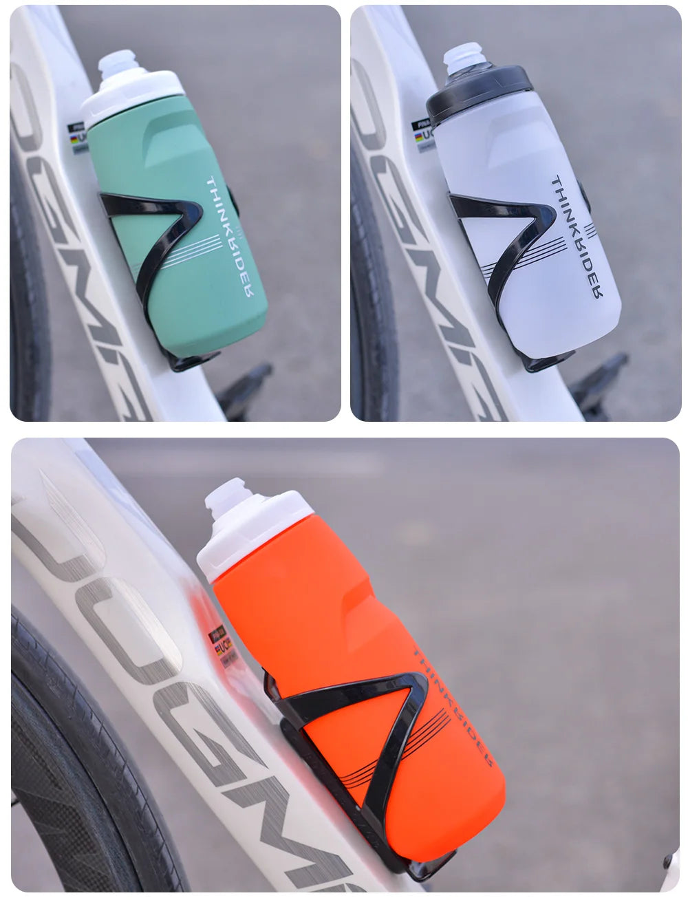 ThinkRider Cycling Water Bottle 620ml/750ml – Squeeze Jet, Leakproof, MTB & Road Bike Cage Compatible, 0–70°C