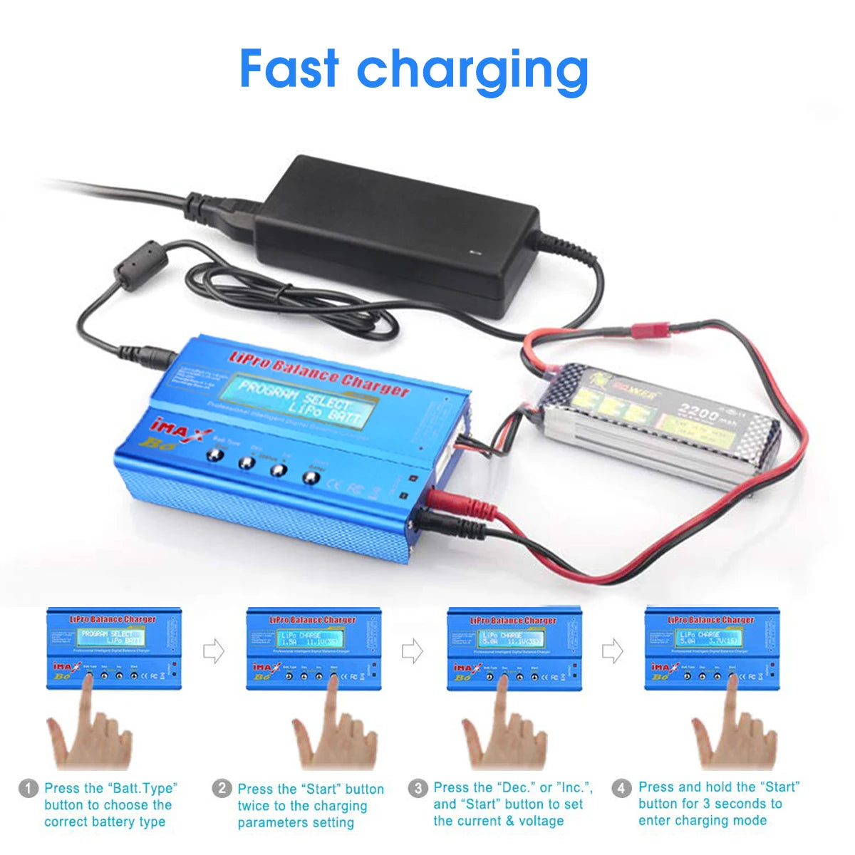 iMAX B6 80W LiPo Balance Charger Discharger – NiMH, Li-ion, NiCd, LiFe, Pb with 15V 6A Adapter