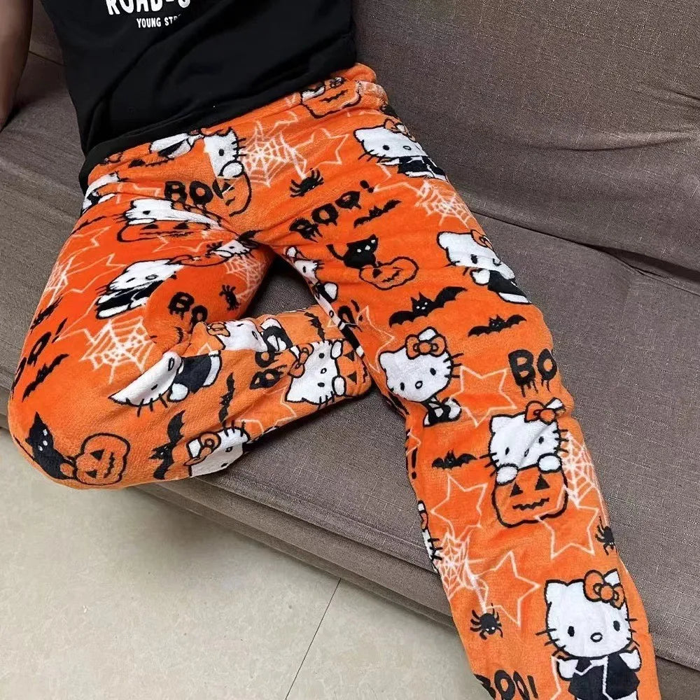 Y2K Hello Kitty Anime Pajama Pants | Cartoon Couple Casual Homewear Trousers