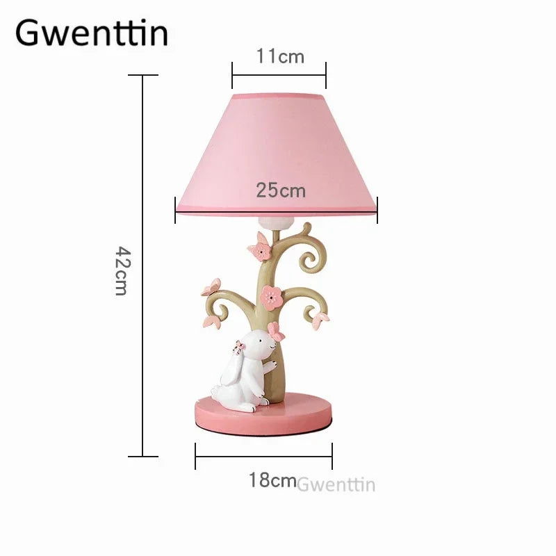 Rabbit Table Lamp – Resin Base and Fabric Shade