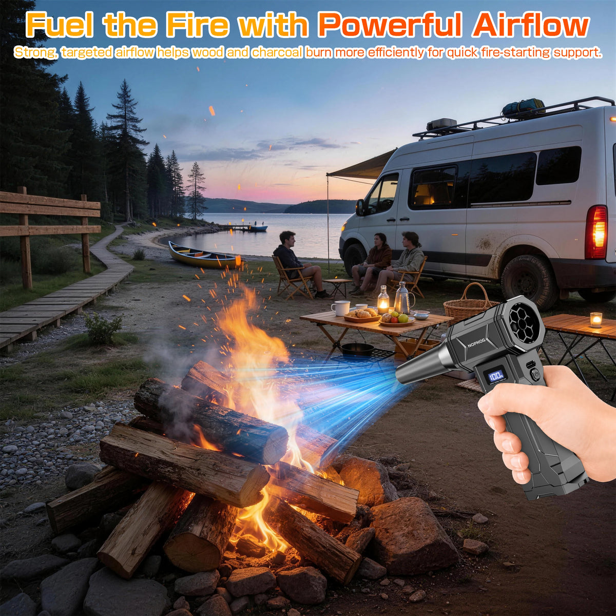 Turbo Jet Fan Blower & Air Duster — 130,000 RPM Brushless Motor, 4-Gear, 75W, Type-C Charging, 5 Nozzles
