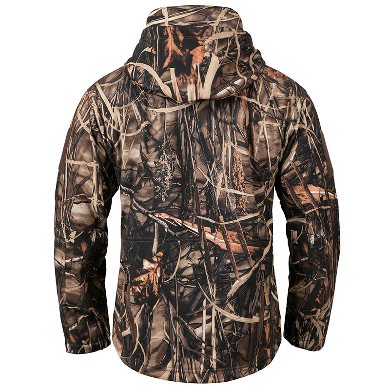 Men's Silent Soft Shell Camouflage Tactical Jacket — Waterproof Fleece Hunting Coat