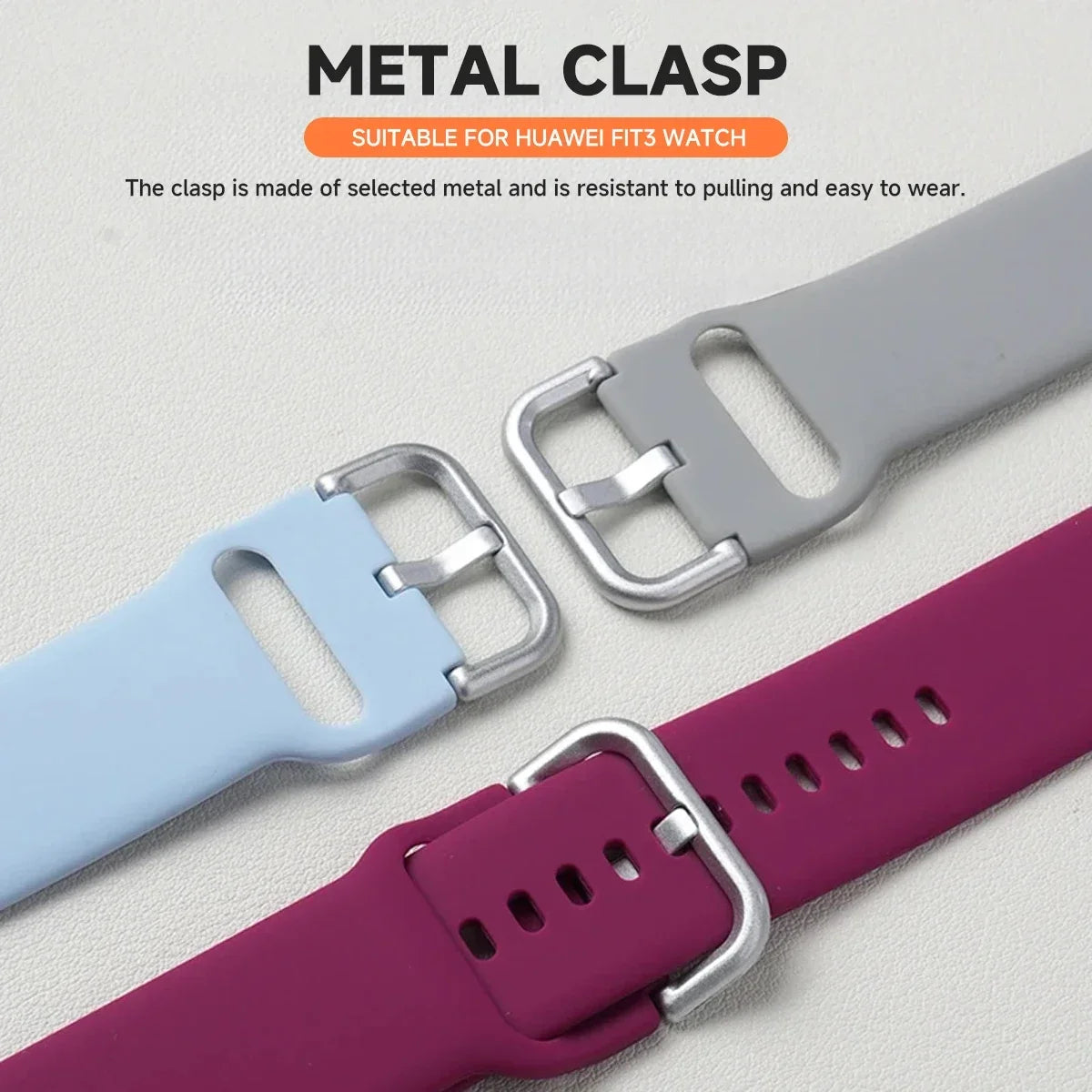 Silicone Sport Band for Huawei Watch FIT 1/2/3/4 Pro | Metal Buckle Replacement Bracelet Strap
