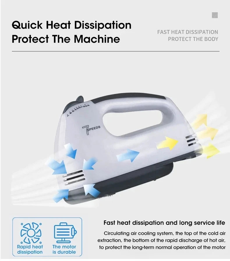 7-Speed Handheld Electric Egg Beater – Automatic Household Mixer, Dough Blender & Cream Whipper for Baking