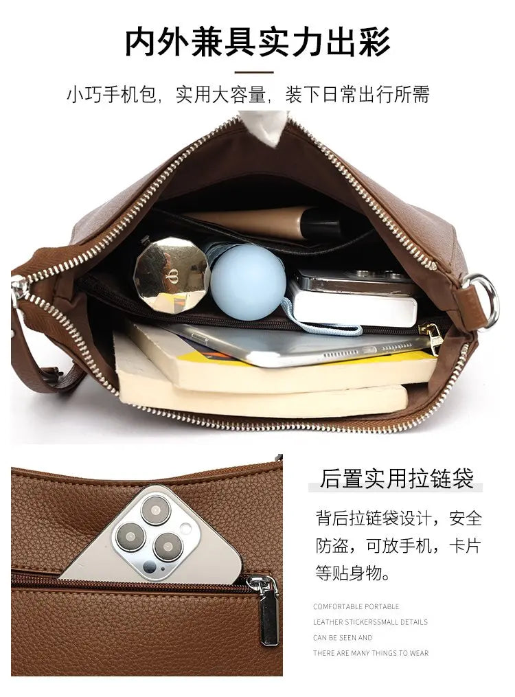 Luxury PU Letter Detail Shoulder Crossbody Tote Bag – Large Capacity Messenger Handbag for Women