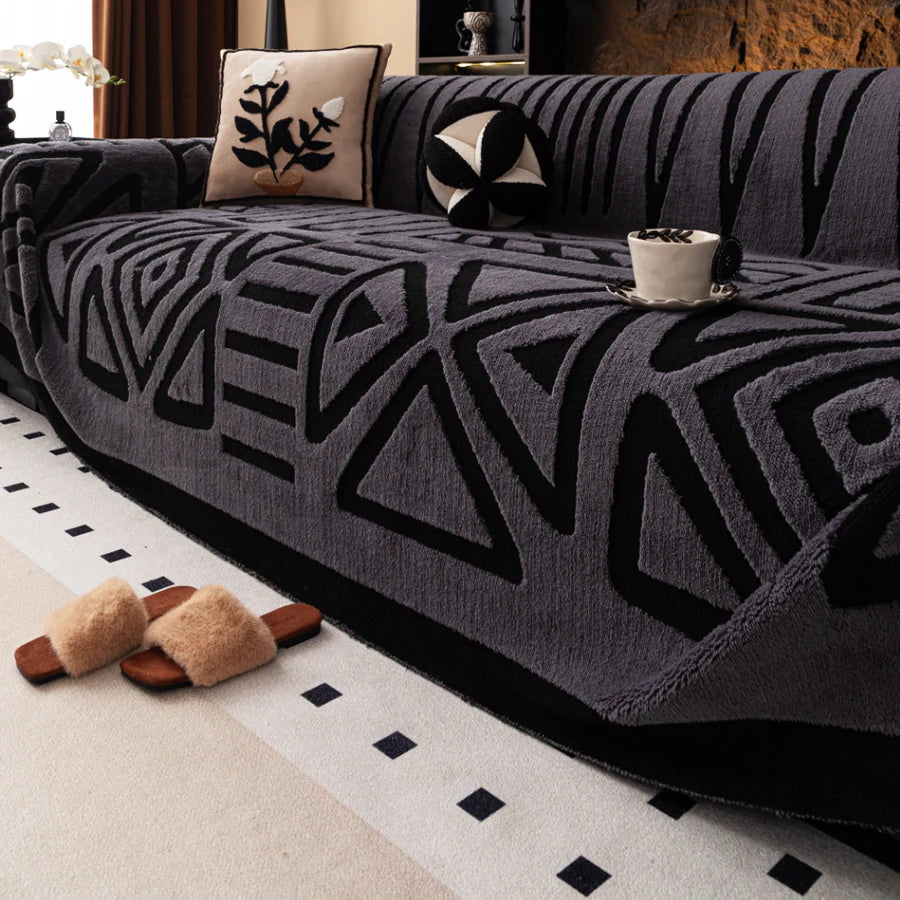 Bohemian Vintage Sofa Protector – Anti-Slip Interlaced Sofa Blanket, Pet-Friendly Luxury Cover
