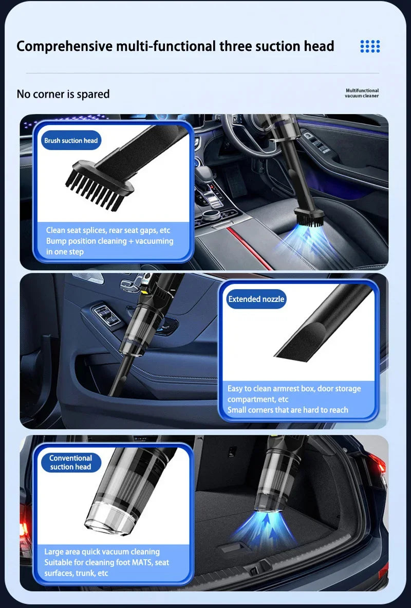 Lenovo Wireless Handheld Vacuum Cleaner — Strong Suction for Home, Car, Carpet, Window, Crevice & Groove Cleaning
