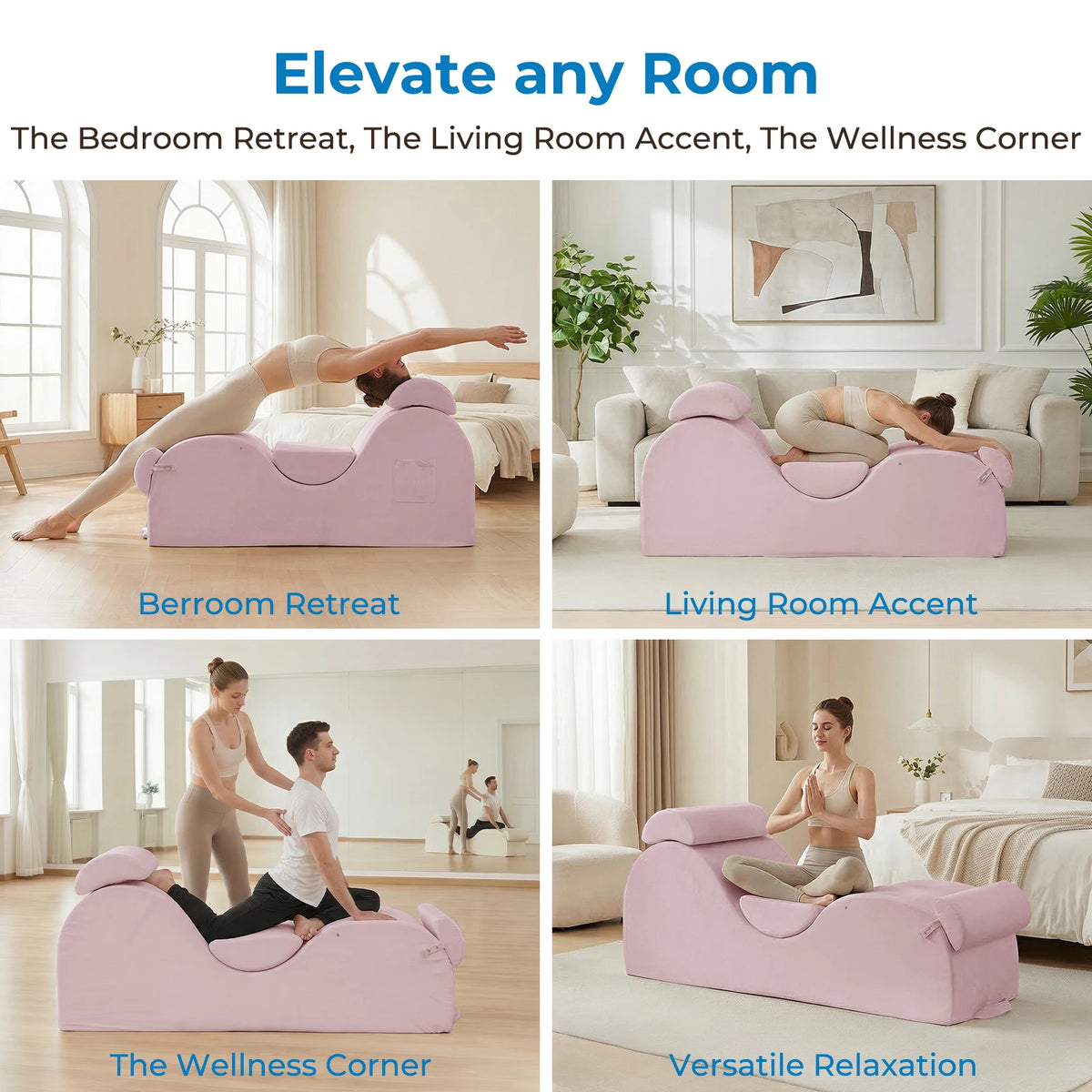 Velvet Yoga Chaise Lounge with Adjustable Footrest