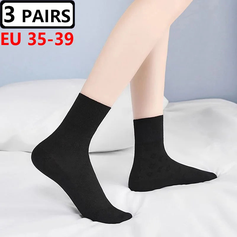 Plus Size Diabetic Varicose Vein Socks EUR 45–50 – 3 Pairs Cotton Loose Mouth Comfort Socks for Men & Women