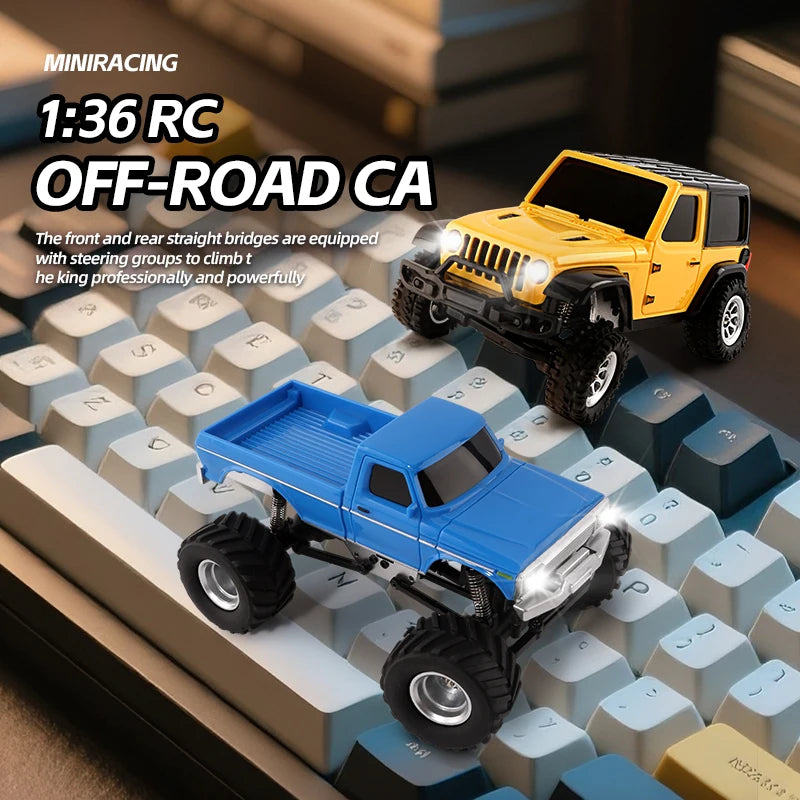 1:36 4WD Mini RC Off-Road Crawler Car with LED Lights – Remote Control Toy for Kids & Adults