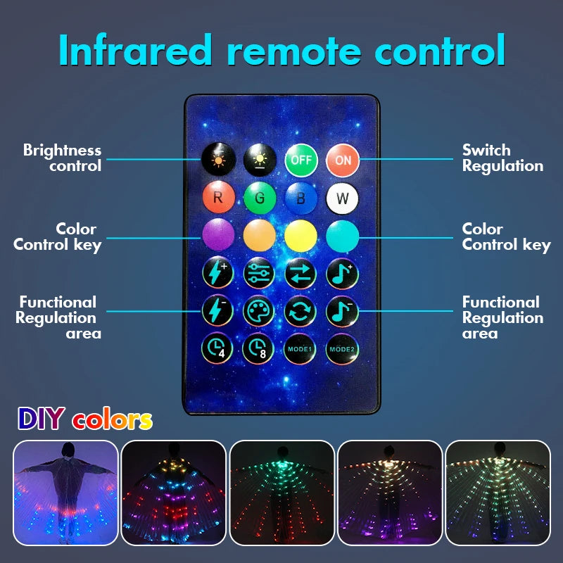 RGB LED Butterfly Wings Costume — Belly Dance & Halloween Dress-Up